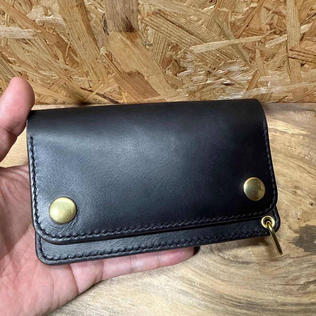 ホーウィン社 クロムエクセル 150カスタム トラッカーウォレット 真鍮チェーン