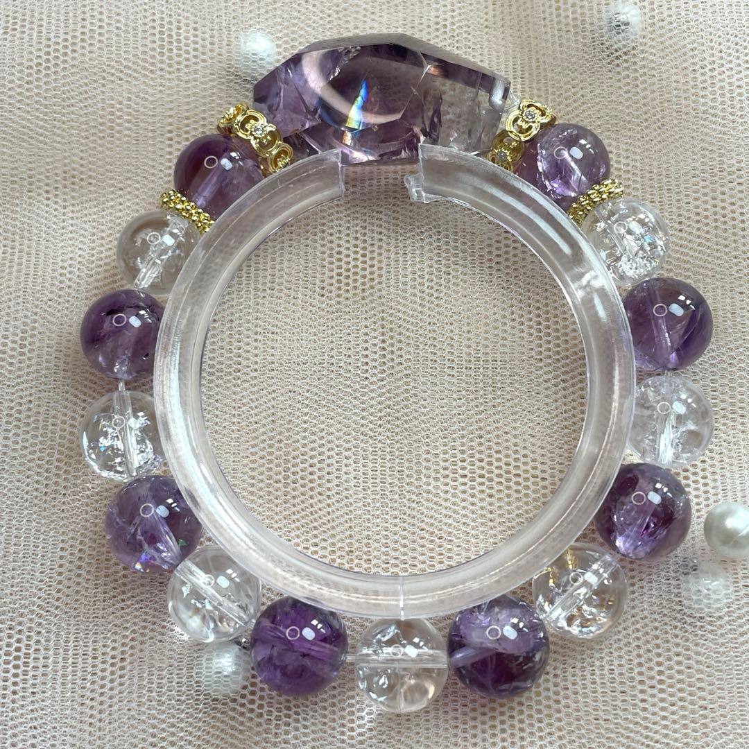 天然石 アメジスト アメジストアイリスクォーツ ブレスレット