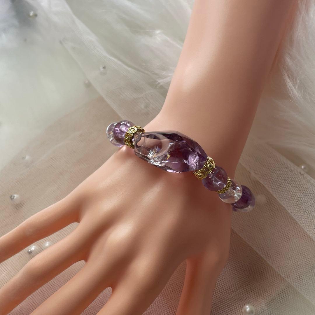 天然石 アメジスト アメジストアイリスクォーツ ブレスレット