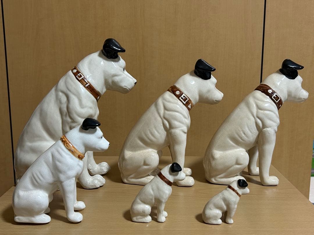 Victor ビクター　ニッパー犬　置物　陶器　6個セット