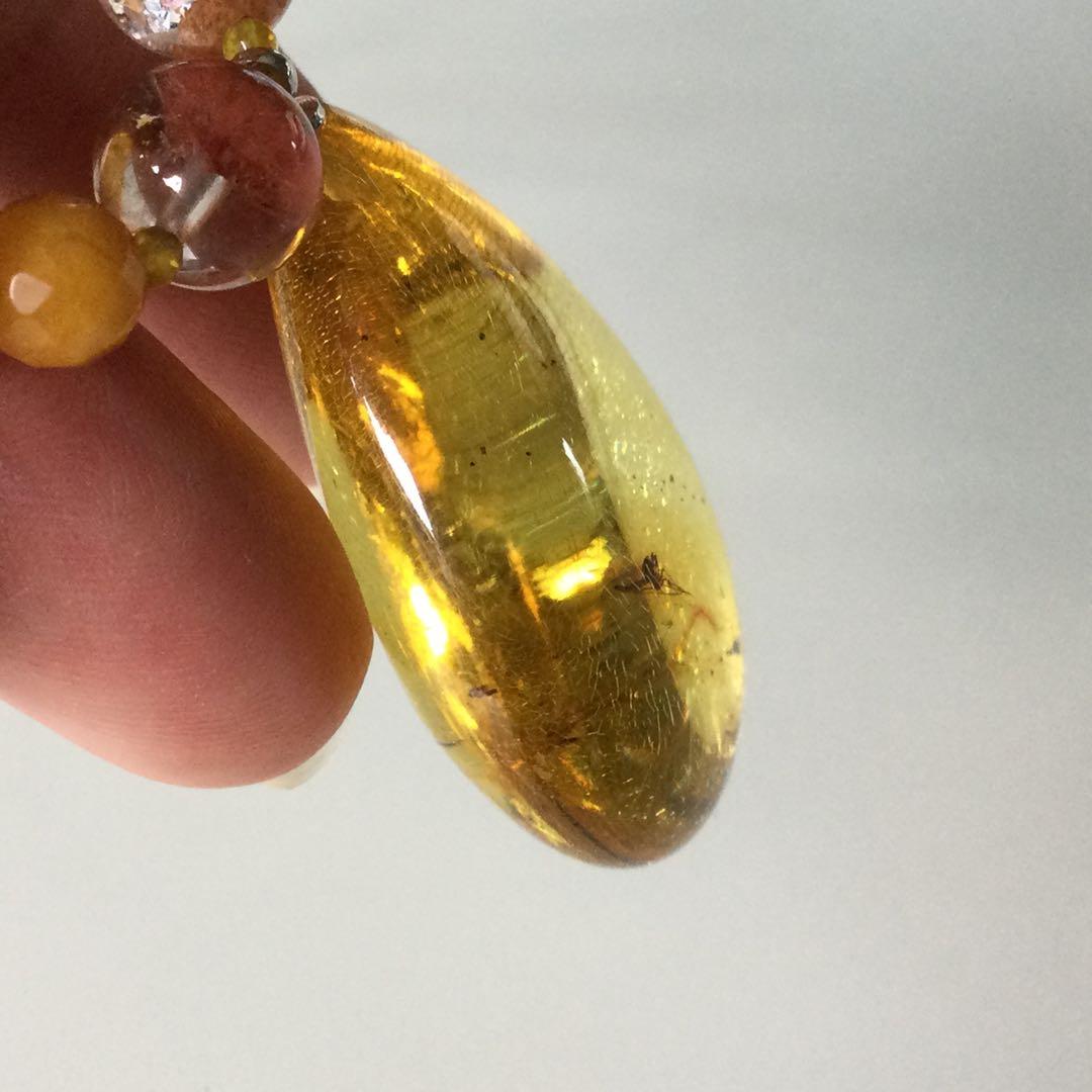 虫入り琥珀ペンダントネックレス