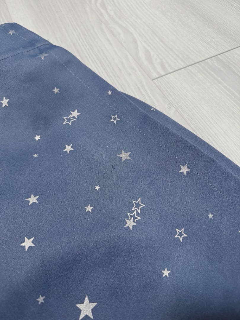 カーテン天国 遮光1級 ネイビーブルー 星柄 幅100x丈180cm 4枚組