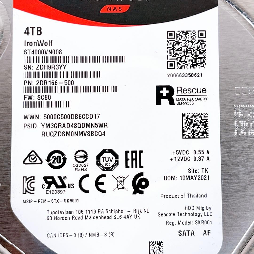 美品 SEAGATE IronWolf ST4000VN008 4TB HDD