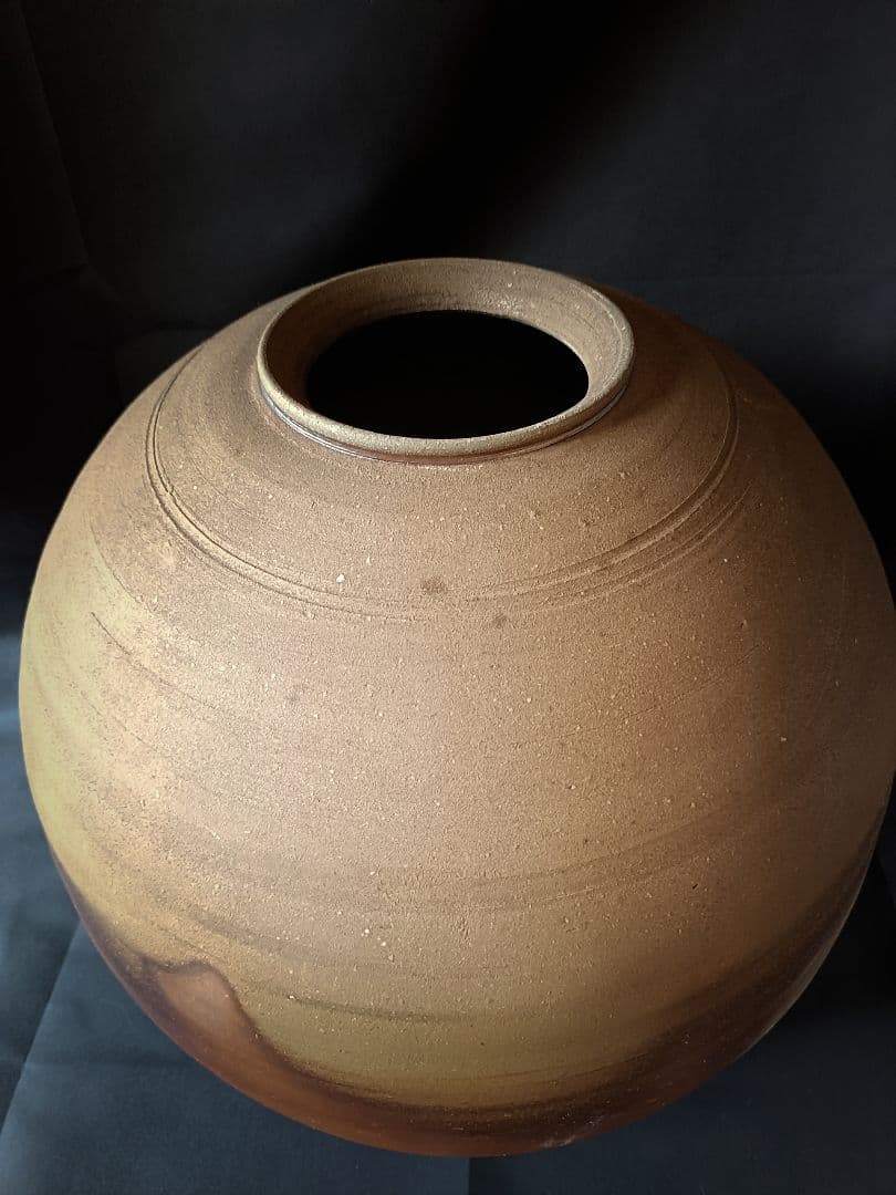 作家 岡田輝 備前焼 大壺 花瓶 花器 花入 古美術 骨董品 陶印有