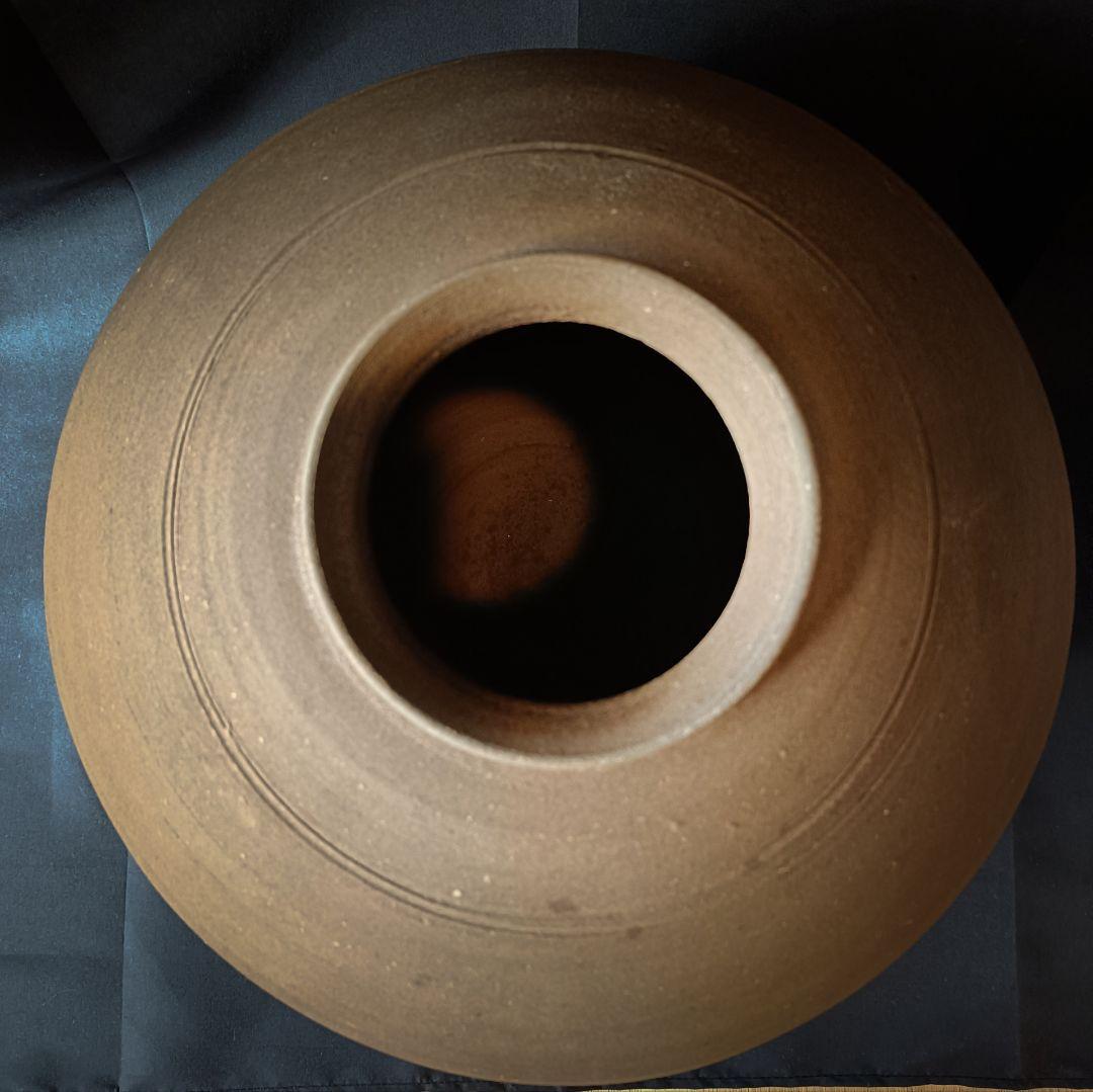 作家 岡田輝 備前焼 大壺 花瓶 花器 花入 古美術 骨董品 陶印有