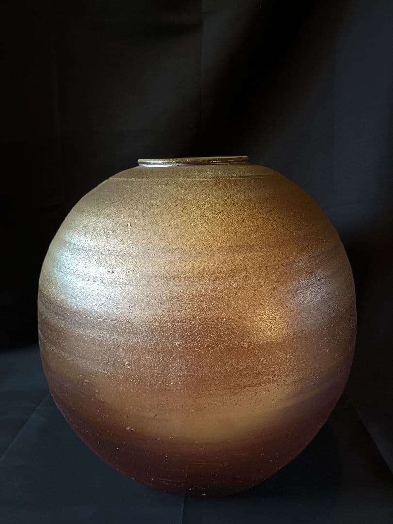 作家 岡田輝 備前焼 大壺 花瓶 花器 花入 古美術 骨董品 陶印有