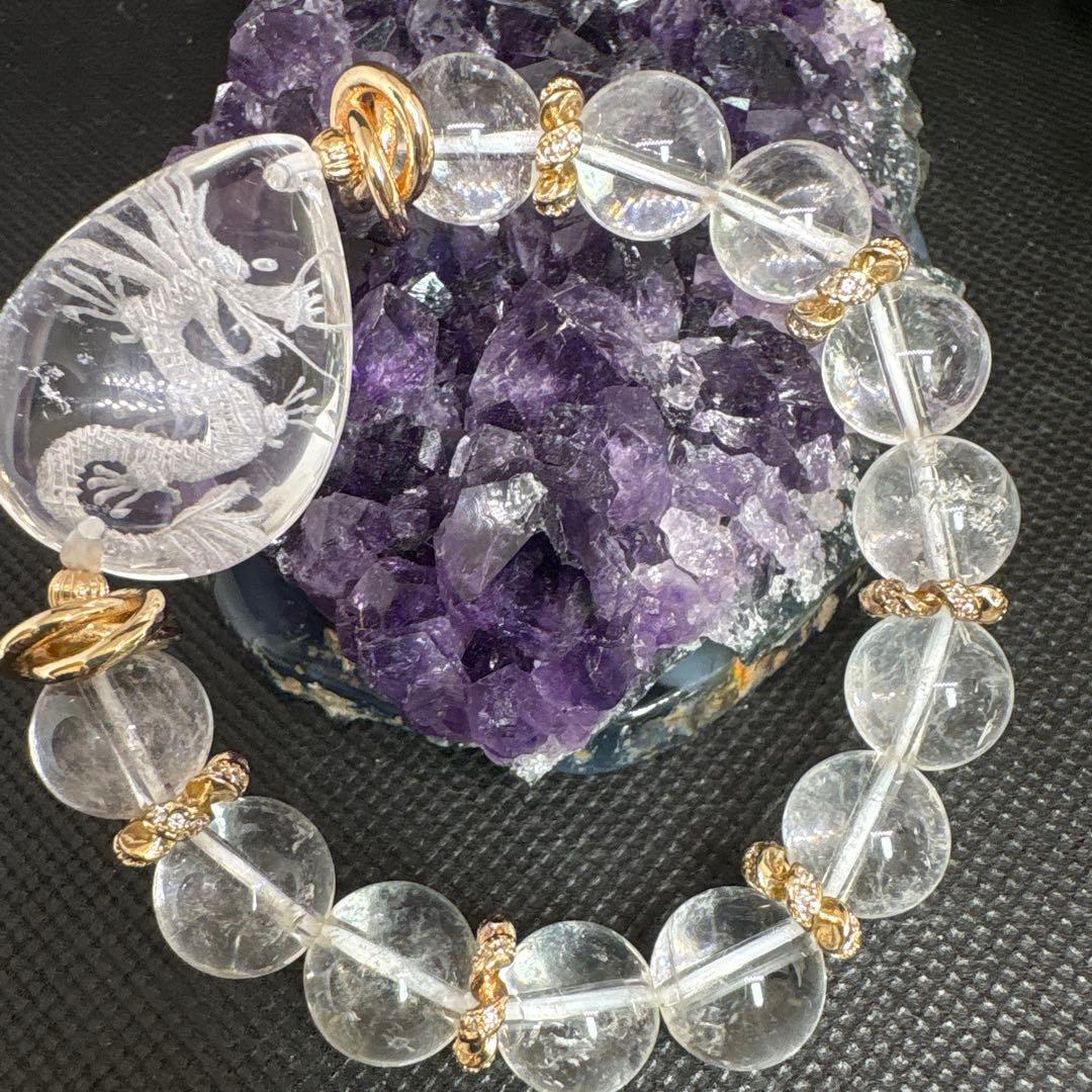 ＊蓮華様おまとめ＊水晶　龍神彫り　ブレスレット