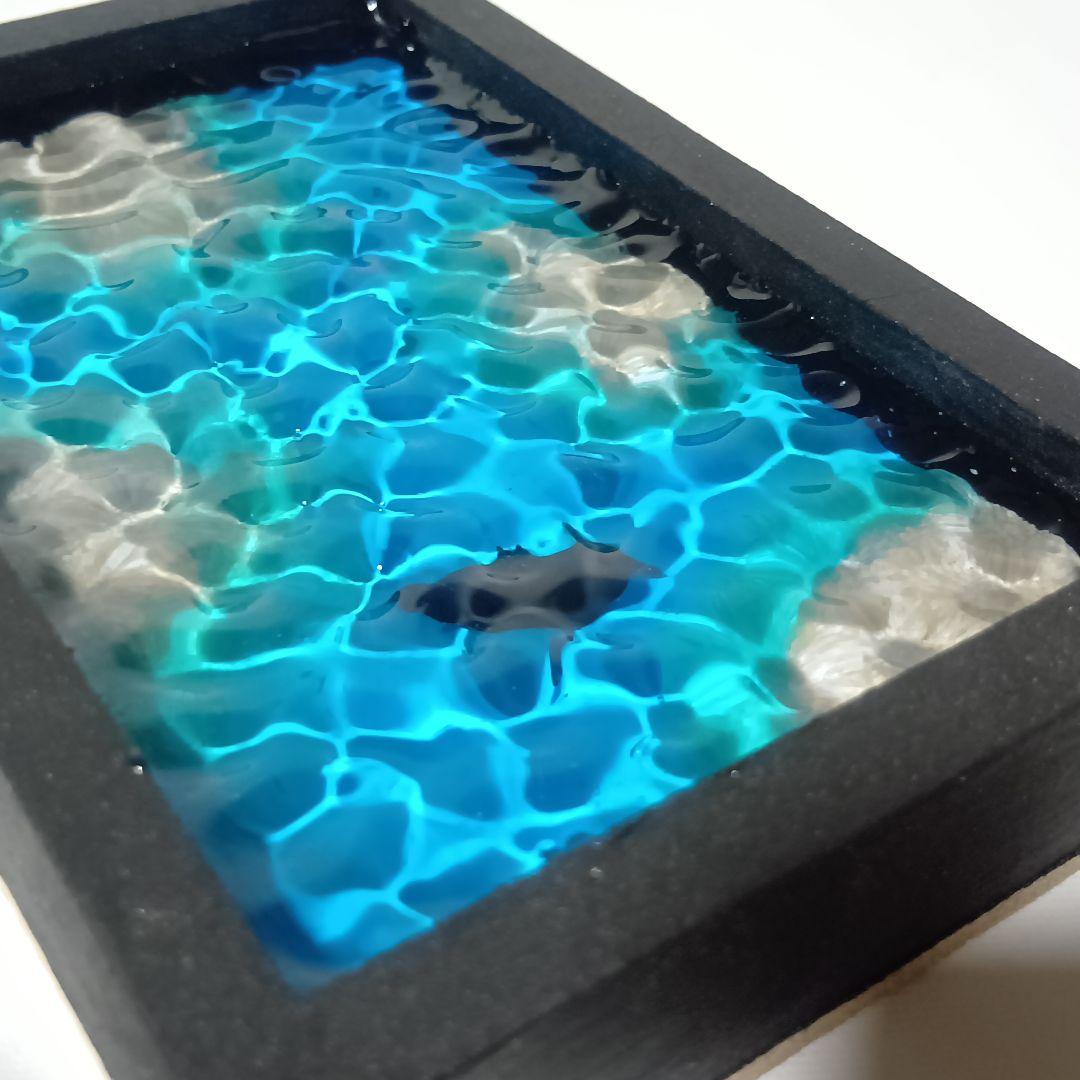 【1350】マンタが泳ぐ浅瀬の海　 立体オーシャンアートパネル　波紋アート　小