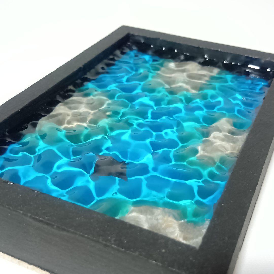 【1350】マンタが泳ぐ浅瀬の海　 立体オーシャンアートパネル　波紋アート　小