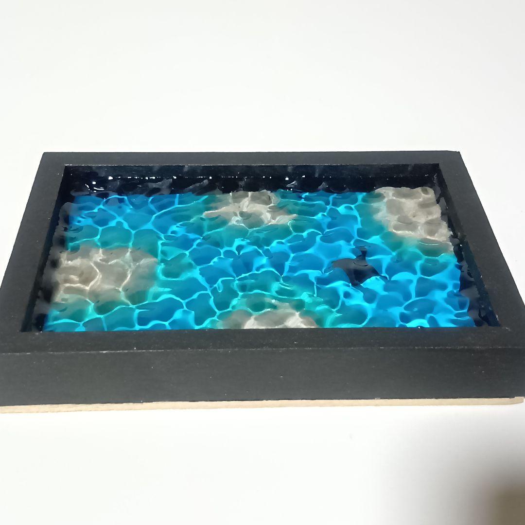 【1350】マンタが泳ぐ浅瀬の海　 立体オーシャンアートパネル　波紋アート　小