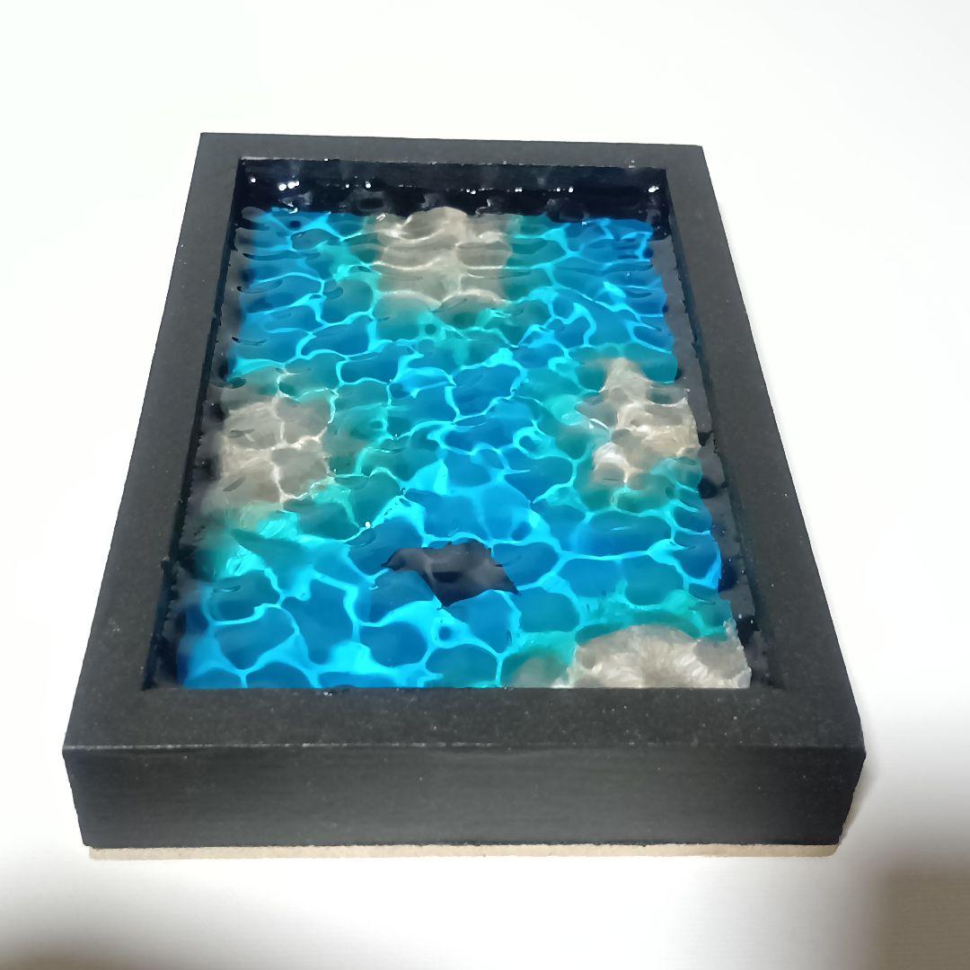 【1350】マンタが泳ぐ浅瀬の海　 立体オーシャンアートパネル　波紋アート　小