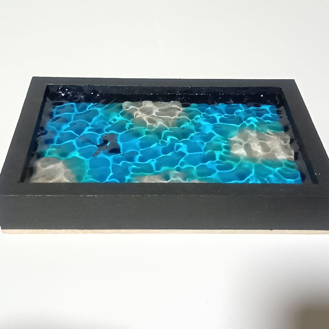 【1350】マンタが泳ぐ浅瀬の海　 立体オーシャンアートパネル　波紋アート　小