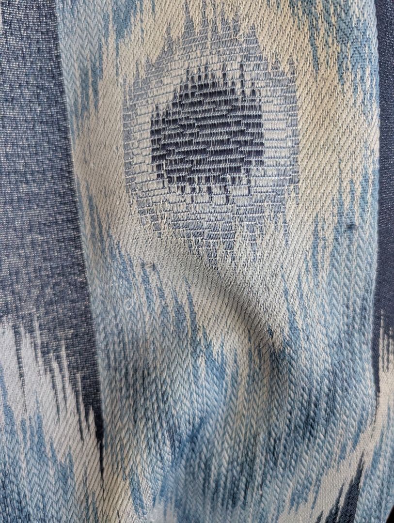 ME8031 青系 幾何学模様 ドレープカーテン 152cm