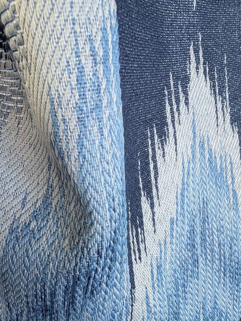 ME8031 青系 幾何学模様 ドレープカーテン 152cm