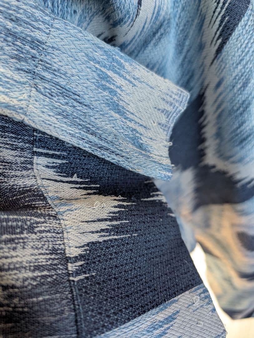 ME8031 青系 幾何学模様 ドレープカーテン 152cm