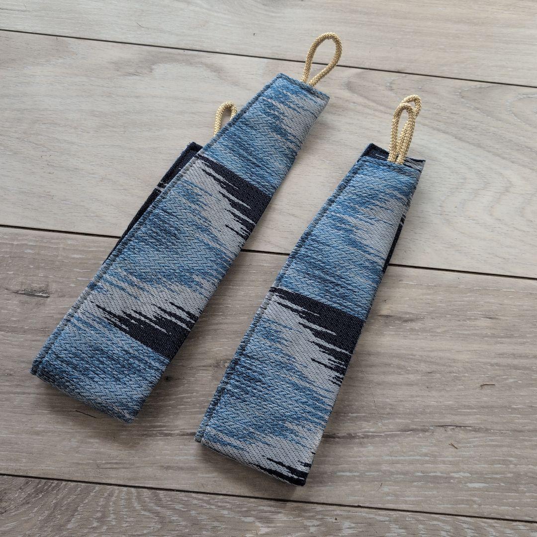 ME8031 青系 幾何学模様 ドレープカーテン 152cm