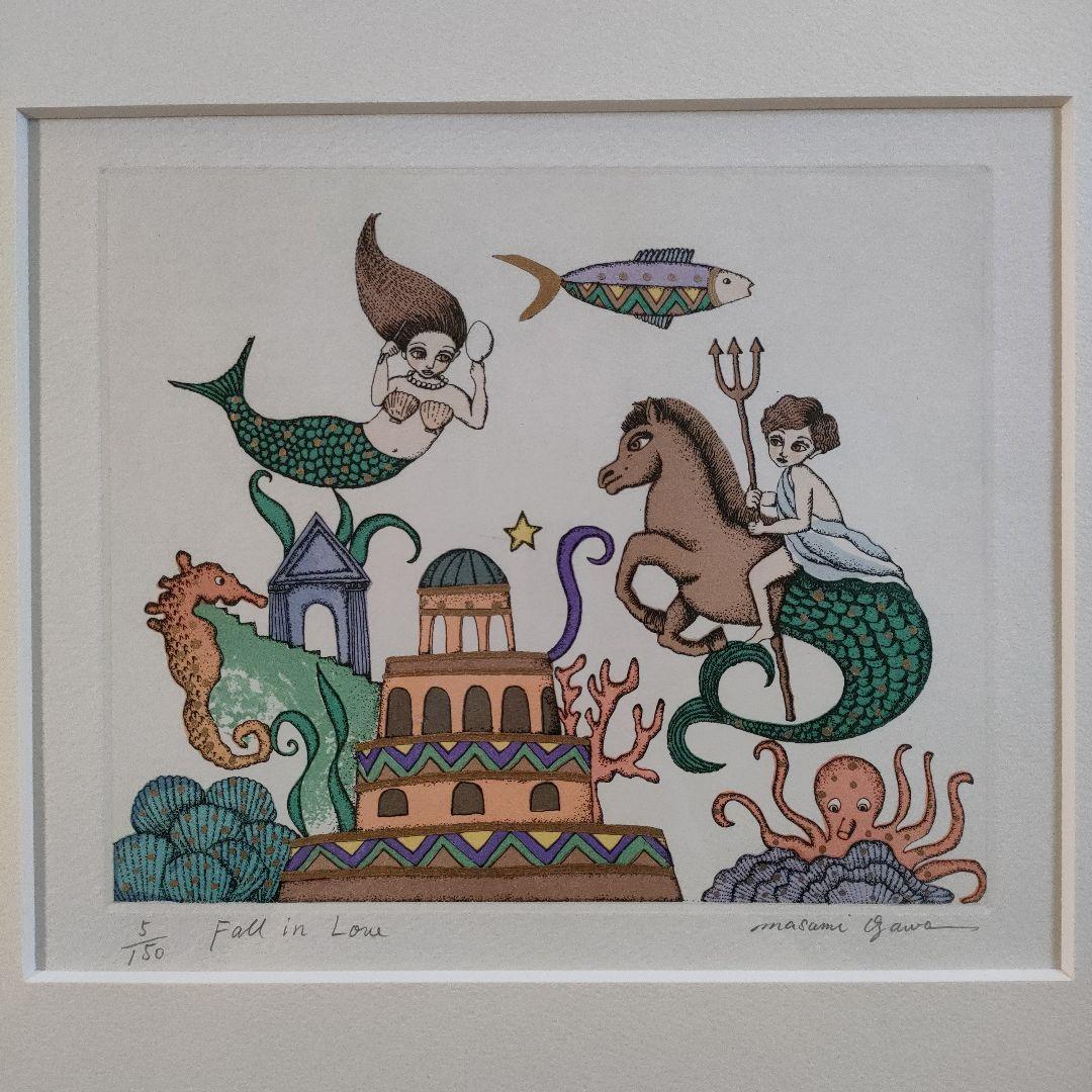 \"新品\"小澤摩純　銅版画『Fall in Love』直筆サイン入、共箱付