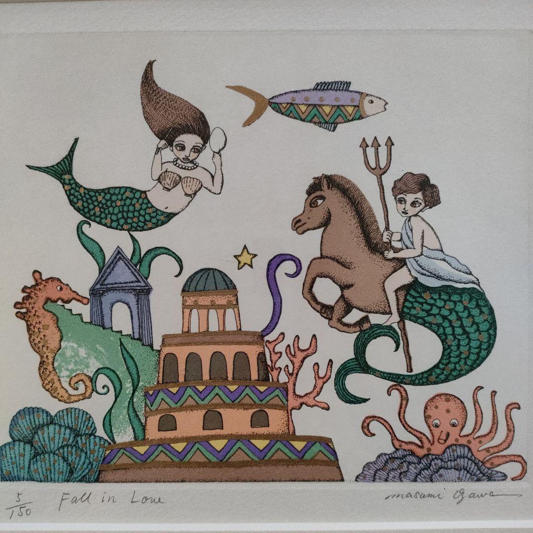 \"新品\"小澤摩純　銅版画『Fall in Love』直筆サイン入、共箱付