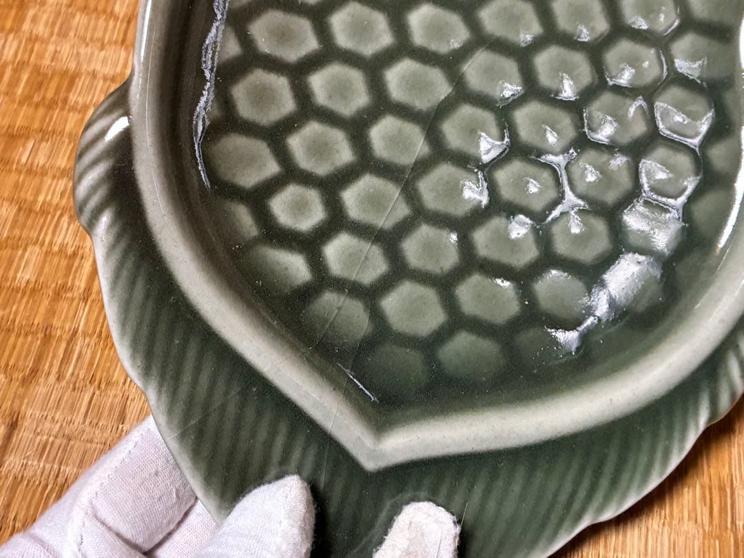 三田青磁 亀型 平皿 盛皿 二枚 まとめて