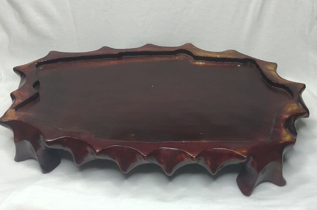 中国骨董 陶芸 香道具 在銘 作家物 木彫り台付き 置物 旧家蔵出し 送料無料