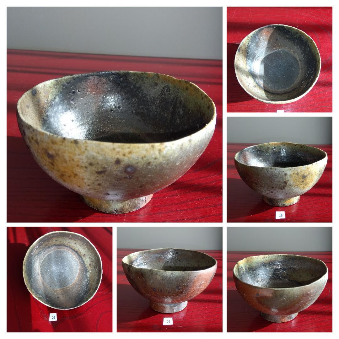 越前焼名工　桝田屋光生　 自然灰釉還元窯変の究極美が迸る向付け小鉢逸品3点セット