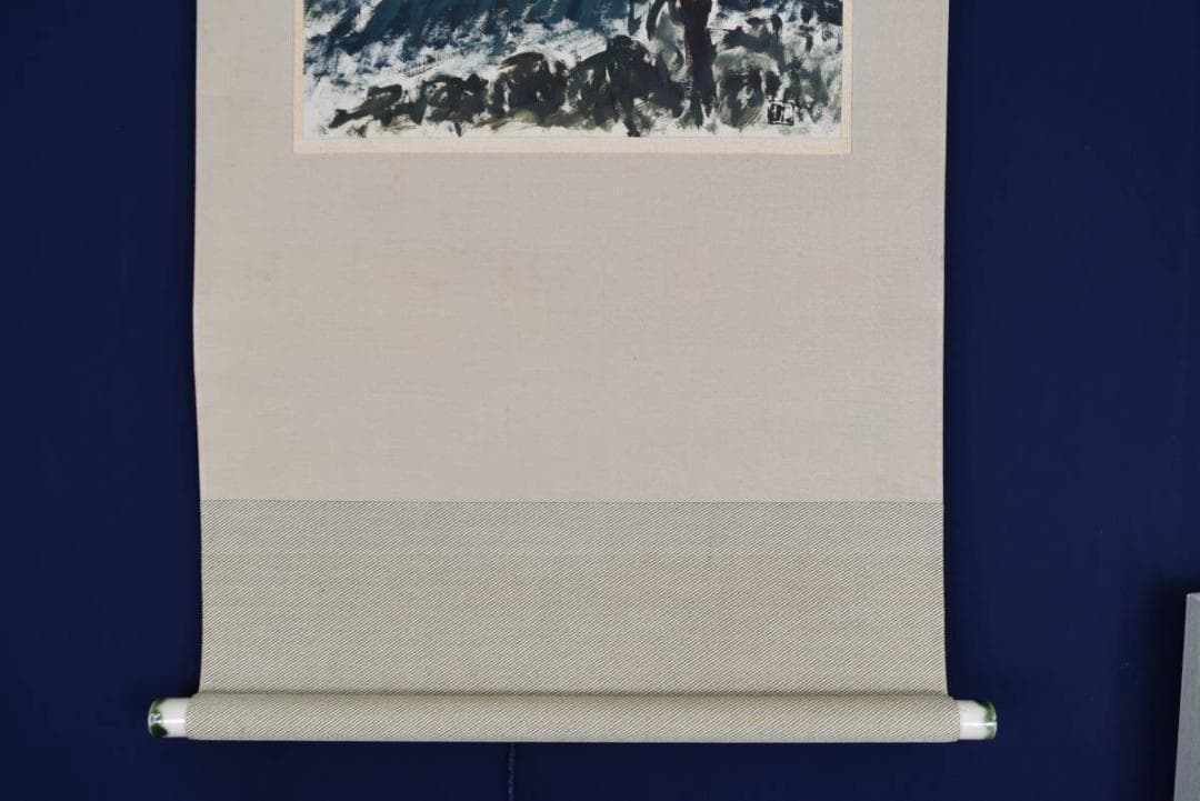 作者不詳/油絵/山水風景画/掛軸☆宝船☆AA-966