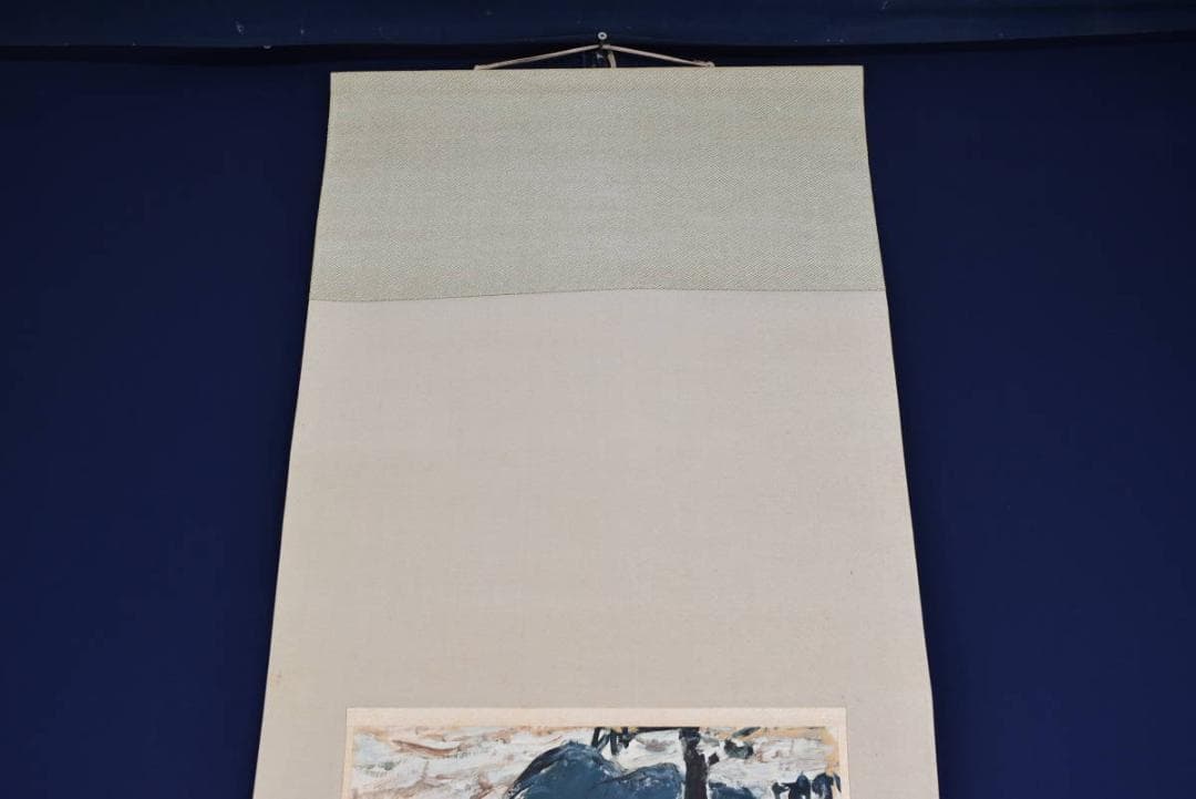 作者不詳/油絵/山水風景画/掛軸☆宝船☆AA-966