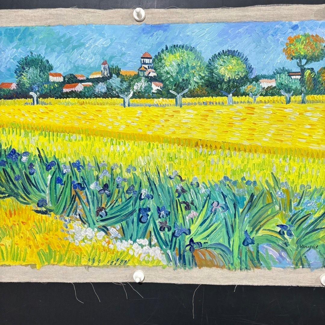 手描き 水彩油画 風景画 約70×100cm 未表装