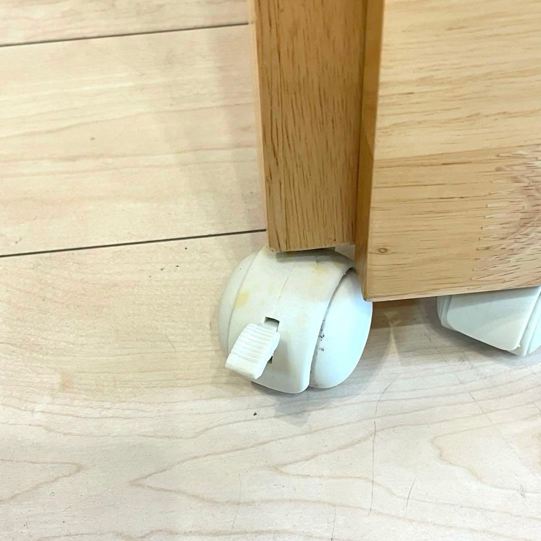 【美品】 タイル天板 木製キッチンワゴン キャスター付 北欧 収納棚 カントリー