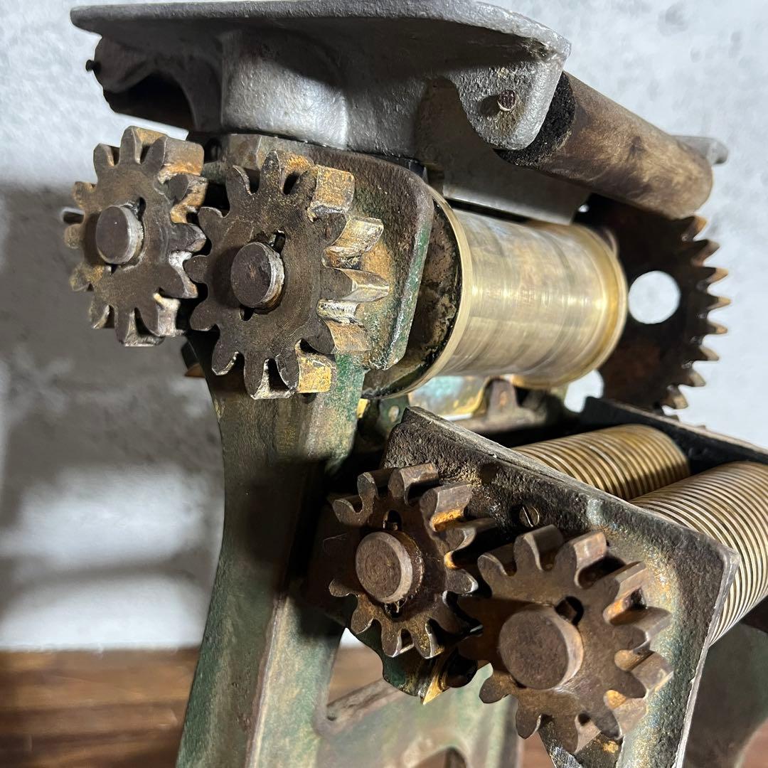 【セブン製麺機・おふくろ】昭和レトロ 手動製麺機 鉄製ギア式 真鍮ローラー