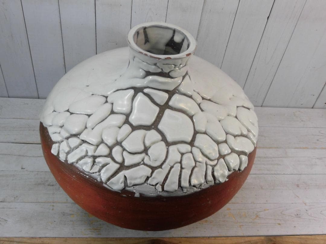 特大花瓶 花器 陶芸 陶器 産地作家等詳細不明 銘有 置物 床の間 G13221