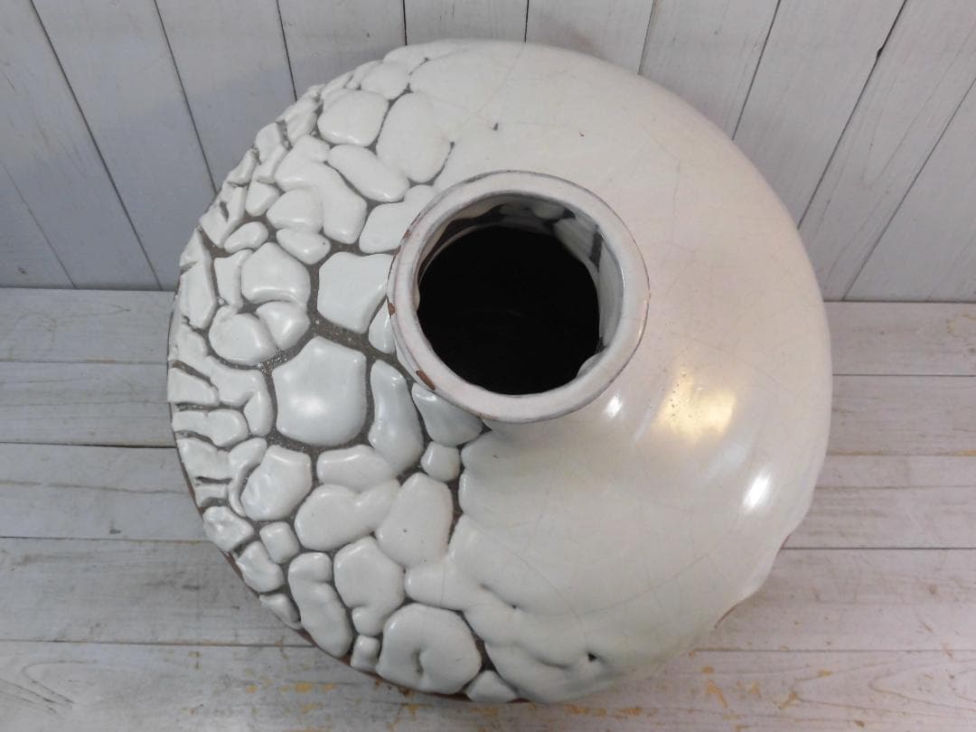 特大花瓶 花器 陶芸 陶器 産地作家等詳細不明 銘有 置物 床の間 G13221