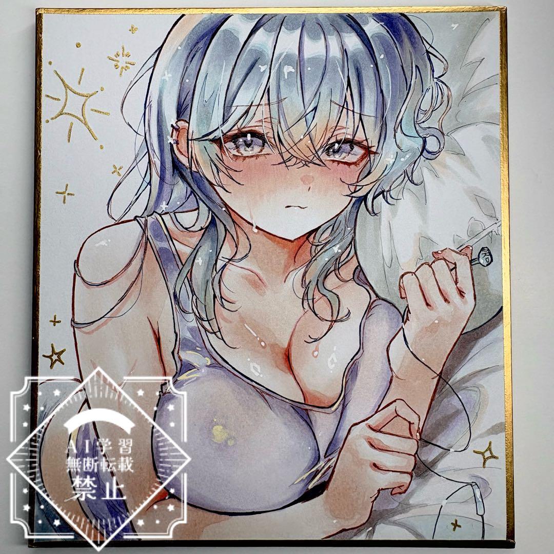 m*可様 一点物 オリジナル 色紙 手描きイラスト アナログ 女の子 創作 原画