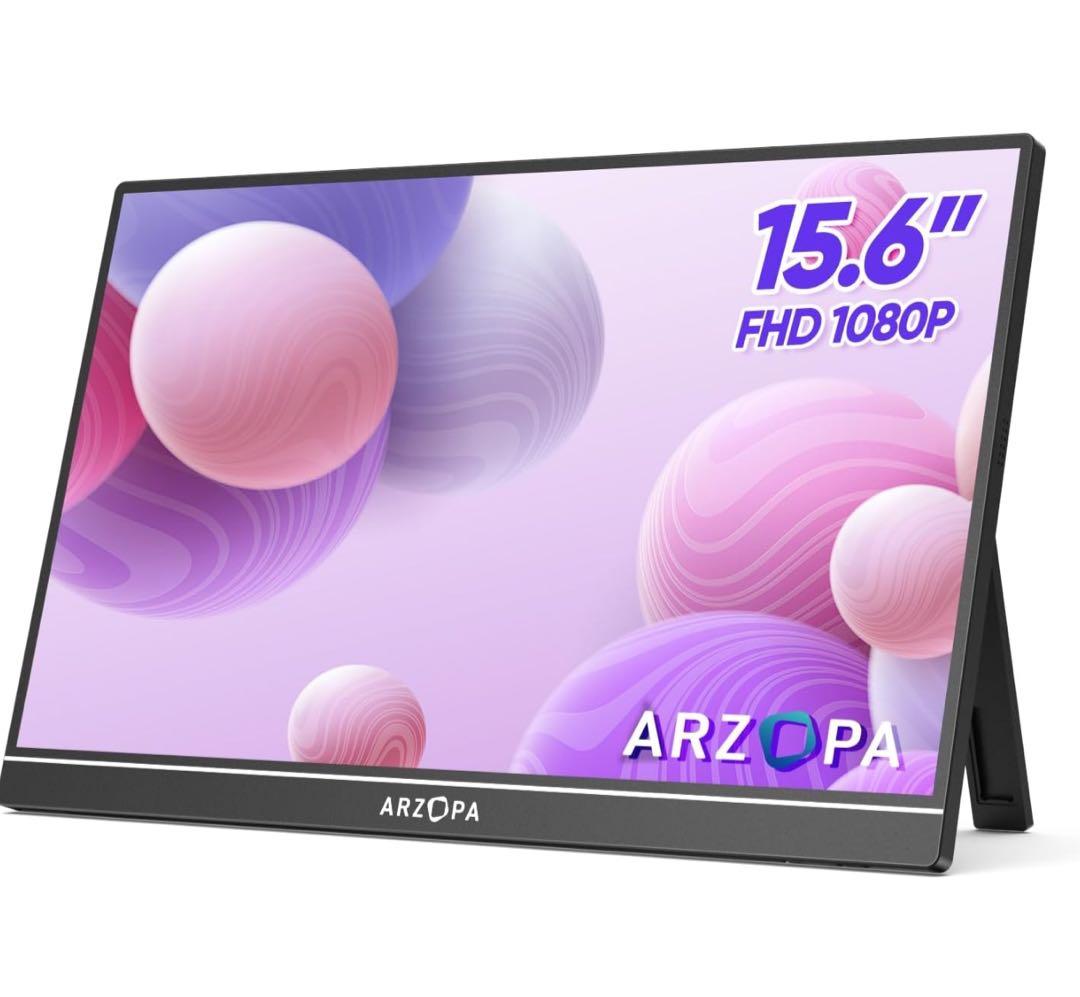 ARZOPA モバイルモニター 15.6インチ ゲーム スイッチ用 自立 非光沢