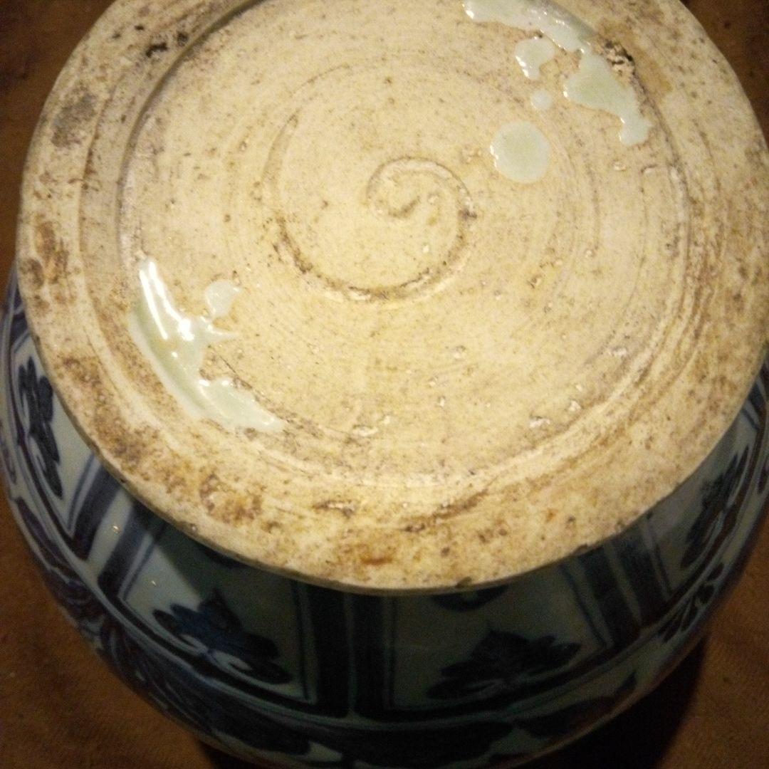 中国陶磁器　元染付　青白磁 鳳凰模様 陶器壺