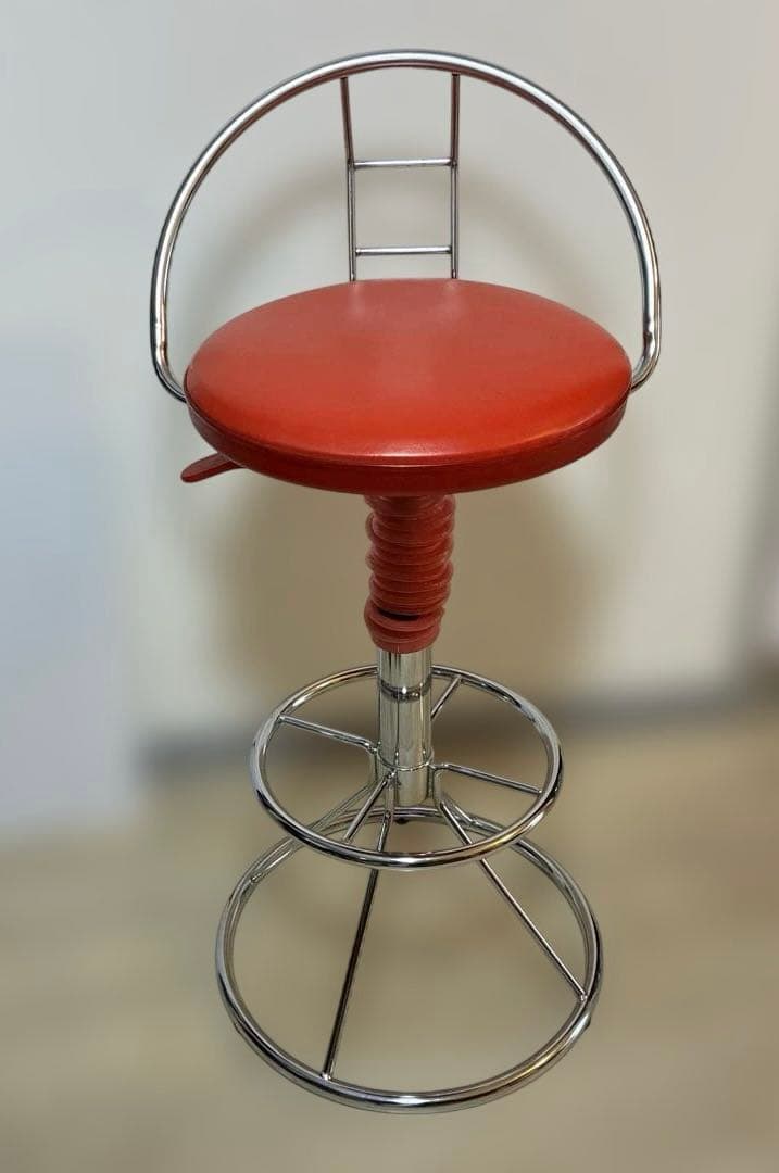 スケルトンバーチェアー、背もたれ付き回転スツール