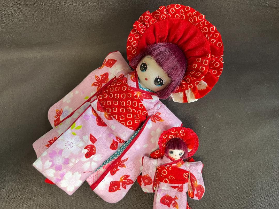 くろこ「一年さくら組」着物文化人形・ヘロヘロ人形・昭和レトロ・金魚柄