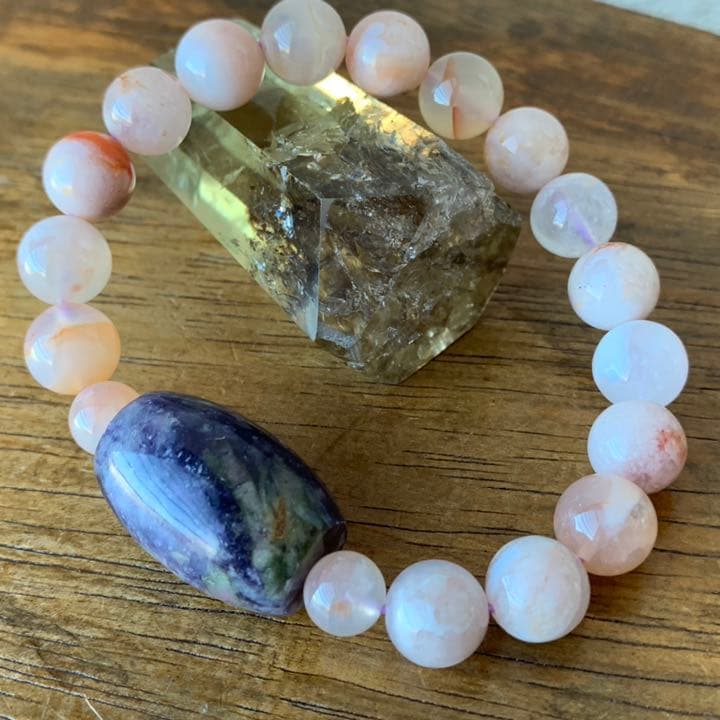 トルマリンシリカ＆桜瑪瑙ブレスレット