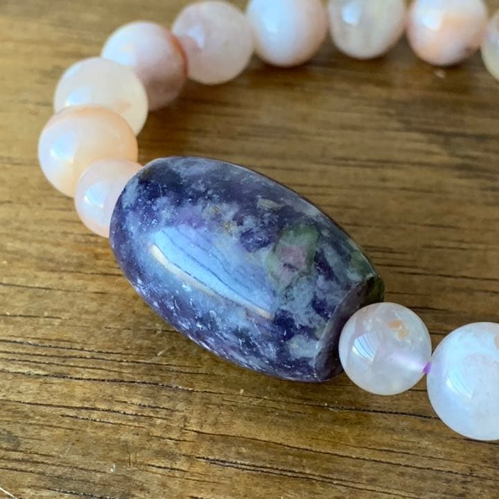 トルマリンシリカ＆桜瑪瑙ブレスレット