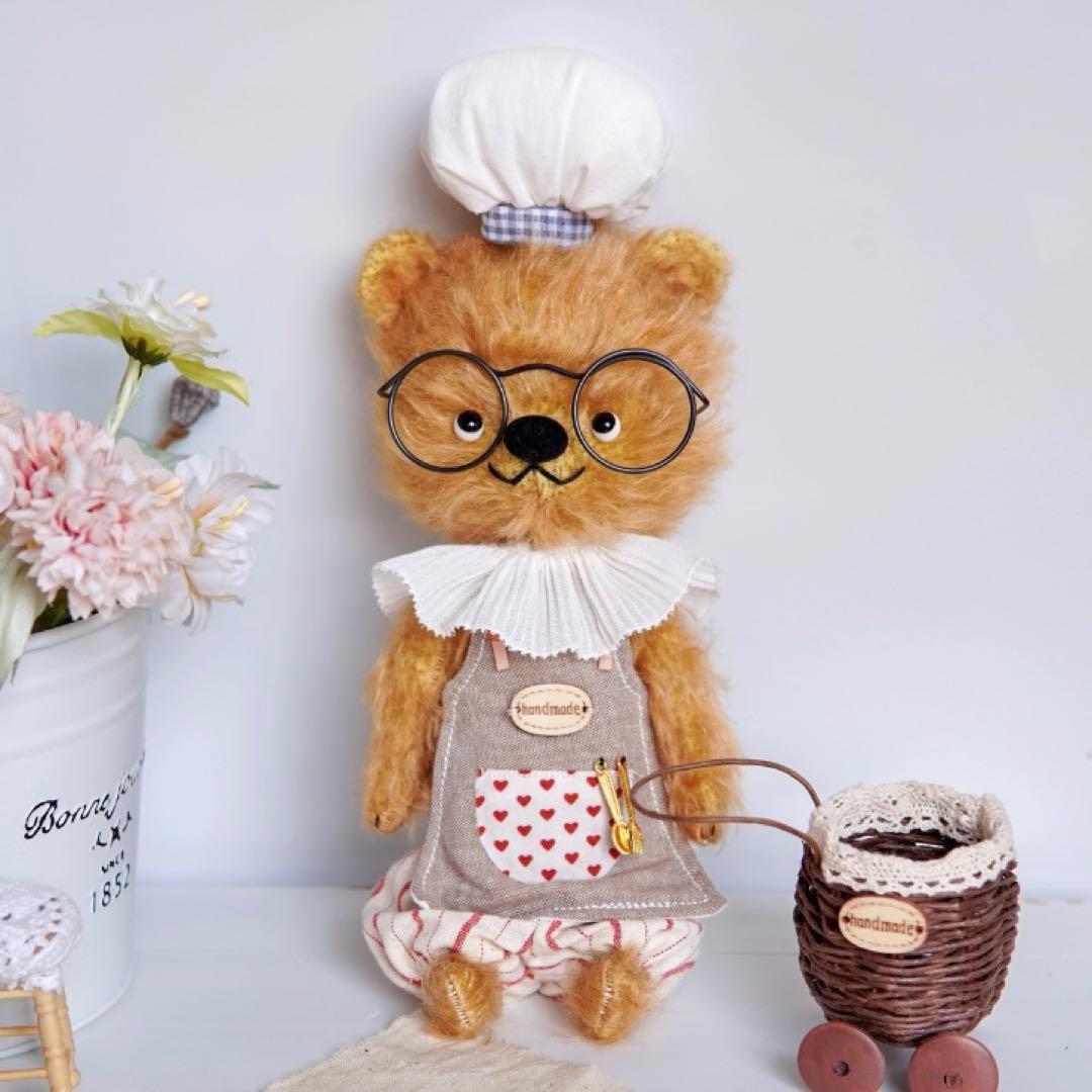 気まぐれのシェフくま ぬいぐるみ テディベア 海外作家様 ハンドメイド 熊