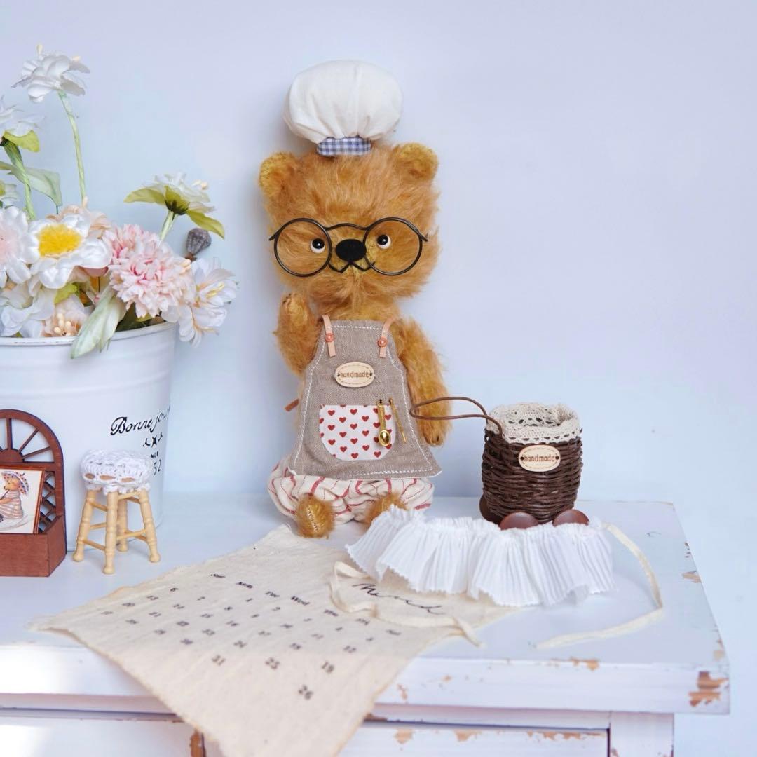 気まぐれのシェフくま ぬいぐるみ テディベア 海外作家様 ハンドメイド 熊