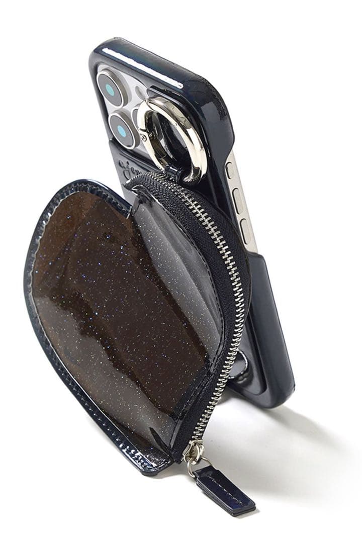 新品未使用/ajewハート型ポーチ付きスマホケース　iPhone15pro