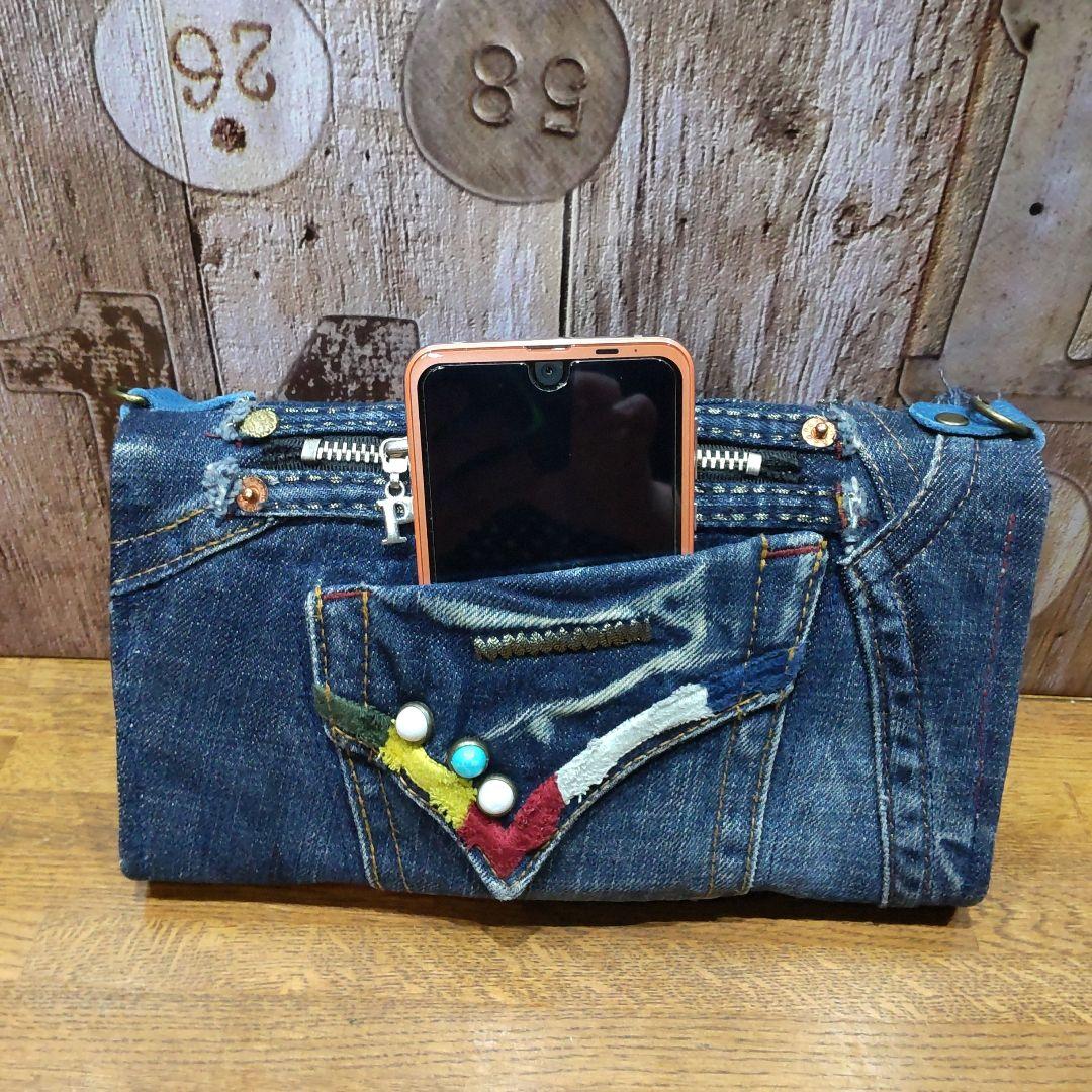 デニムリメイク▪長財布▪通帳▪お薬手帳▪スマホショルダーバッグ▪ハンドメイド