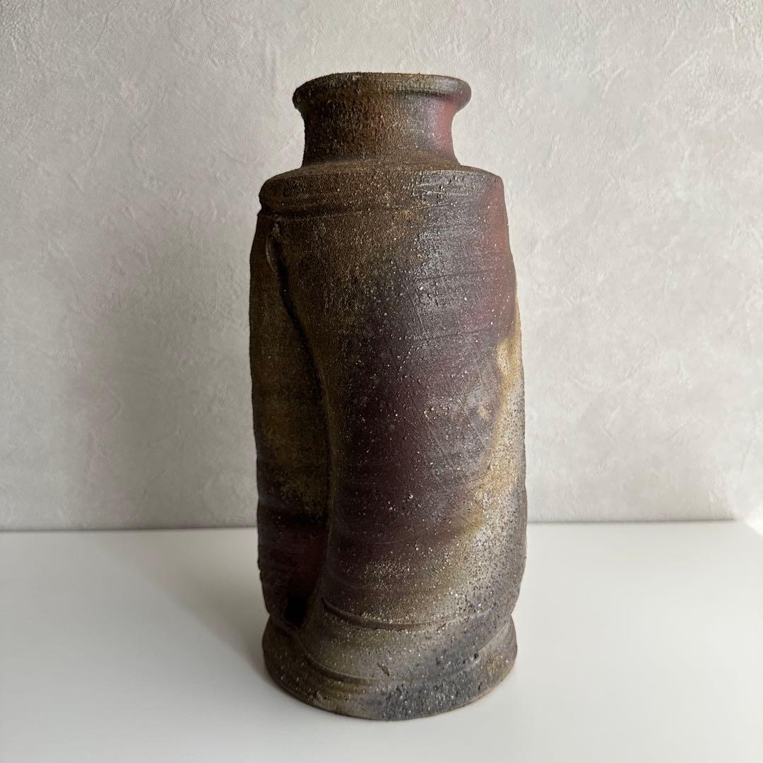 高原昌治 備前 花器 旅枕 花入 共箱