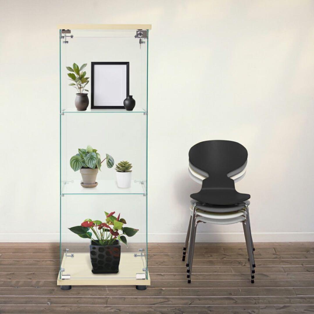 R1817新品 ガラス コレクションケース 棚フィギュアケース展示ケースブラック