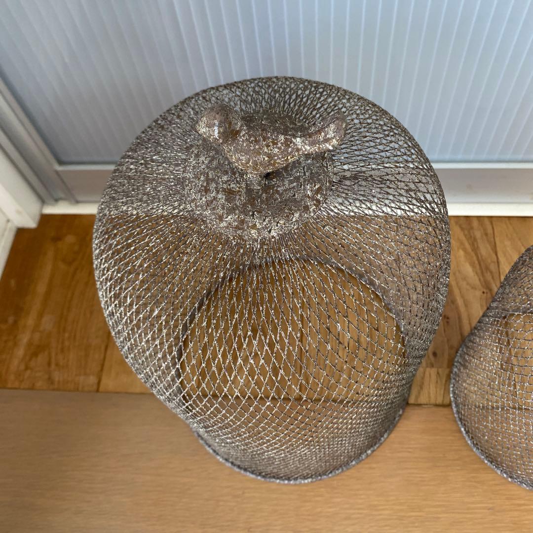 キャンドルホルダー（台紛失）鳥かご バードゲージ 大小セットシャビーアンティーク