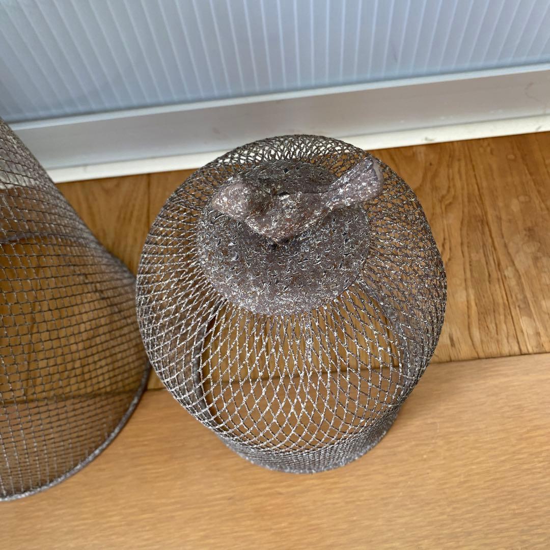 キャンドルホルダー（台紛失）鳥かご バードゲージ 大小セットシャビーアンティーク