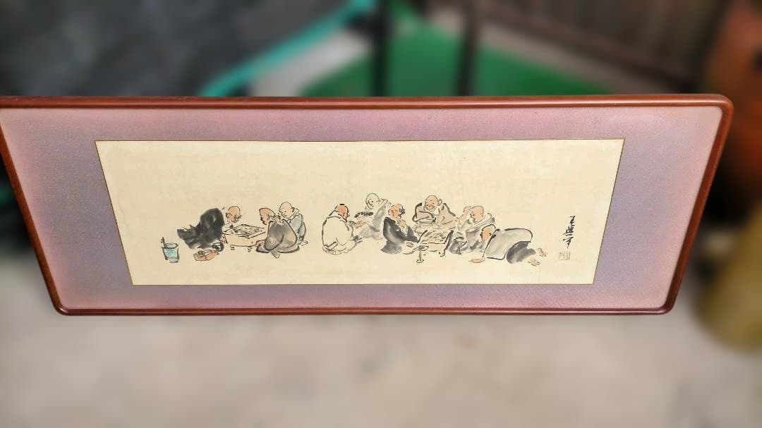 日本画 人物画 木製フレーム付き