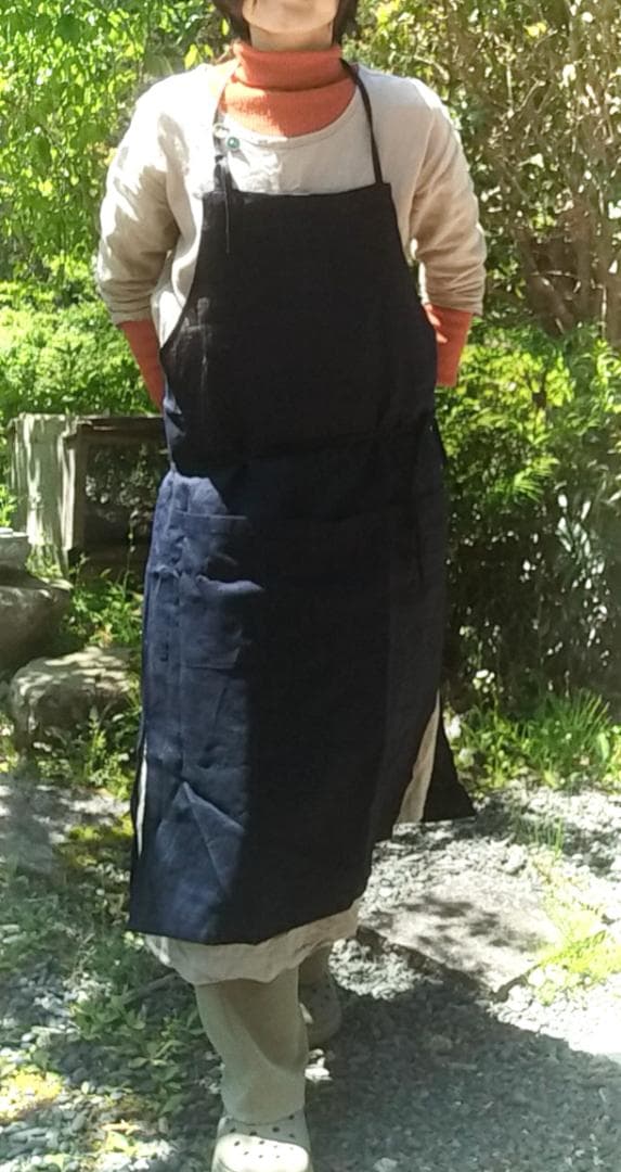 リネンのフルエプロン