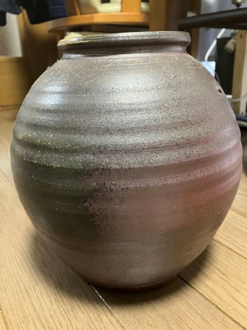 【名工】備前焼 山本千秋 壺 花器 桟切り 陶印「山千」人間国宝 山本陶秀 次男